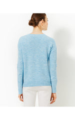 Elizabelle Sweater - Heathered Bonaire Blue Coastal Flowers