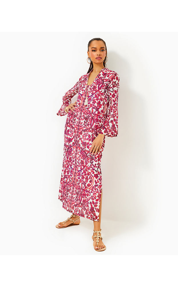 Irella Maxi Caftan Dress - Coconut - Slice Of Paradise Engineered Woven Maxi Dress