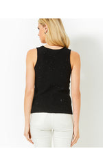 Averlie Sequin Sweater Tank - Black Metallic