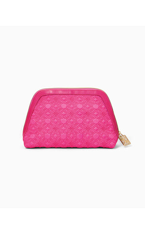 Larsen Pouch - Passion Fruit Pink Quilted Butterfly Pattern