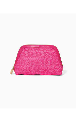 Larsen Pouch - Passion Fruit Pink Quilted Butterfly Pattern