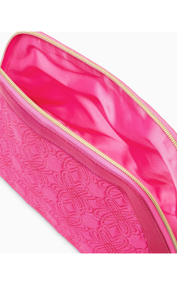 Larsen Pouch - Passion Fruit Pink Quilted Butterfly Pattern