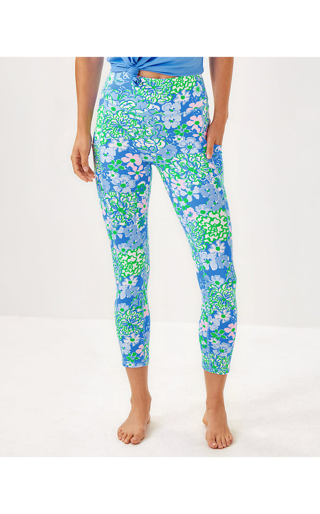 UPF 50+ Luxletic 24" High Rise Weekender Midi Legging - Sunwashed Blue - Plumes In Bloom