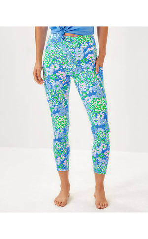 UPF 50+ Luxletic 24" High Rise Weekender Midi Legging - Sunwashed Blue - Plumes In Bloom