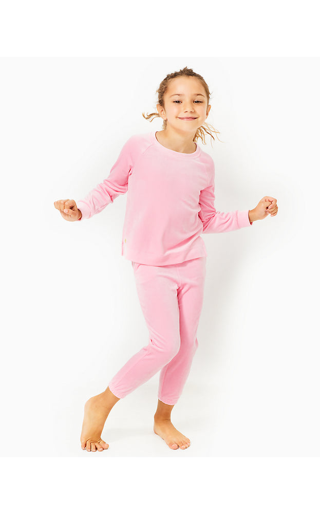 Girls Mini Ciana Velour Top - Conch Shell Pink