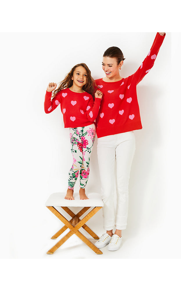 Girls Mini Tensley Sweater - Rococo Red Hearts Jacquard