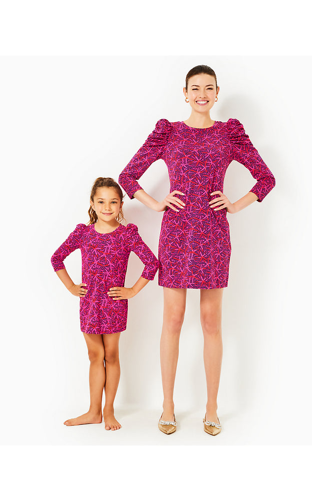 Girls Mini Steffie Dress - Passion Fruit Pink Star Searching