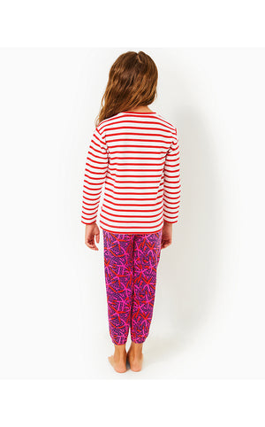 Girls Mini Mallie Terry Pant - Passion Fruit Pink Star Searching