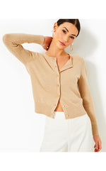 Fairley Cashmere Cardigan - Heathered Sand Bar Metallic