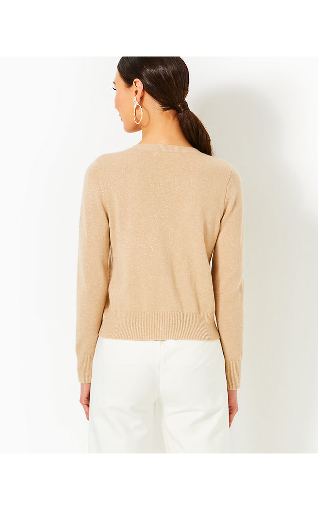 Fairley Cashmere Cardigan - Heathered Sand Bar Metallic