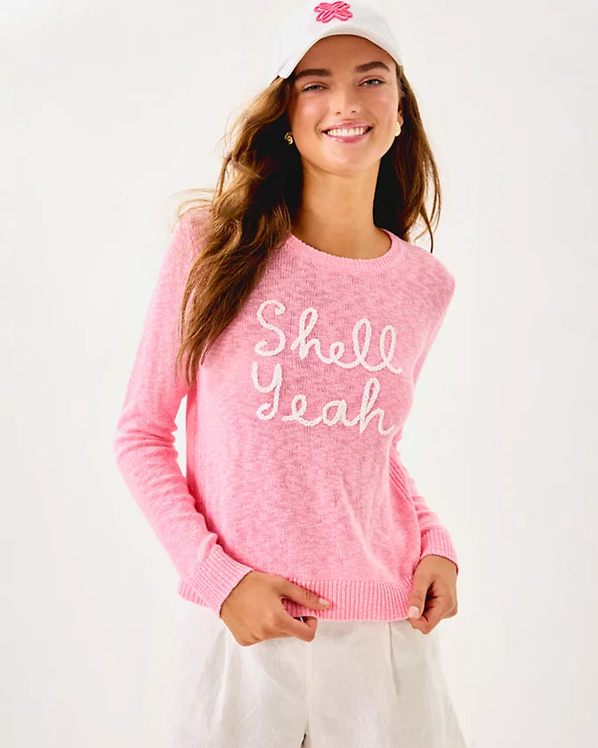 Tully Sweater - Conch Shell Pink Shell Yeah Embroidery
