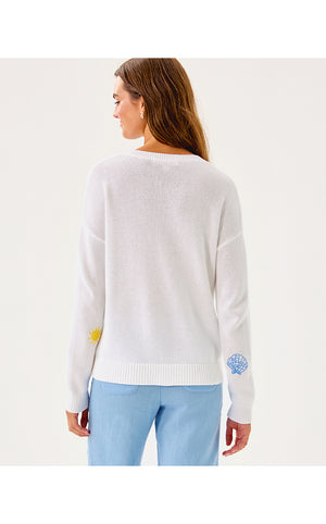Tensley Sweater - Resort White Summer Serenade Embroidery