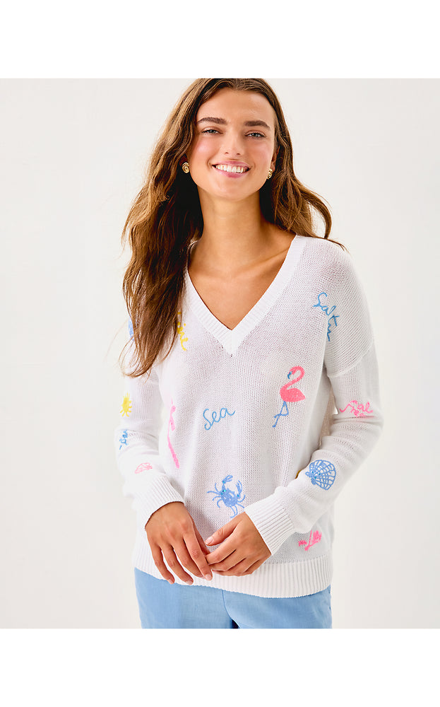 Tensley Sweater - Resort White Summer Serenade Embroidery