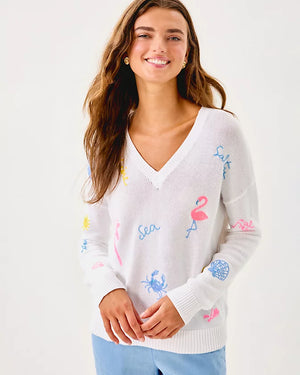 Tensley Sweater - Resort White Summer Serenade Embroidery