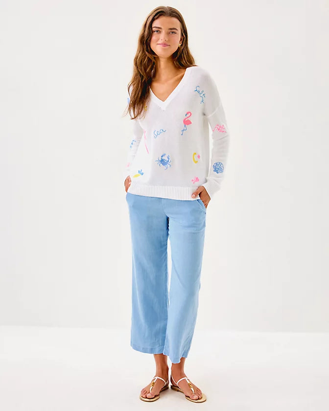 Tensley Sweater - Resort White Summer Serenade Embroidery