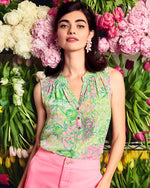 Sleeveless Elsa Silk Top - Fauna Green - Lime Feeling Good