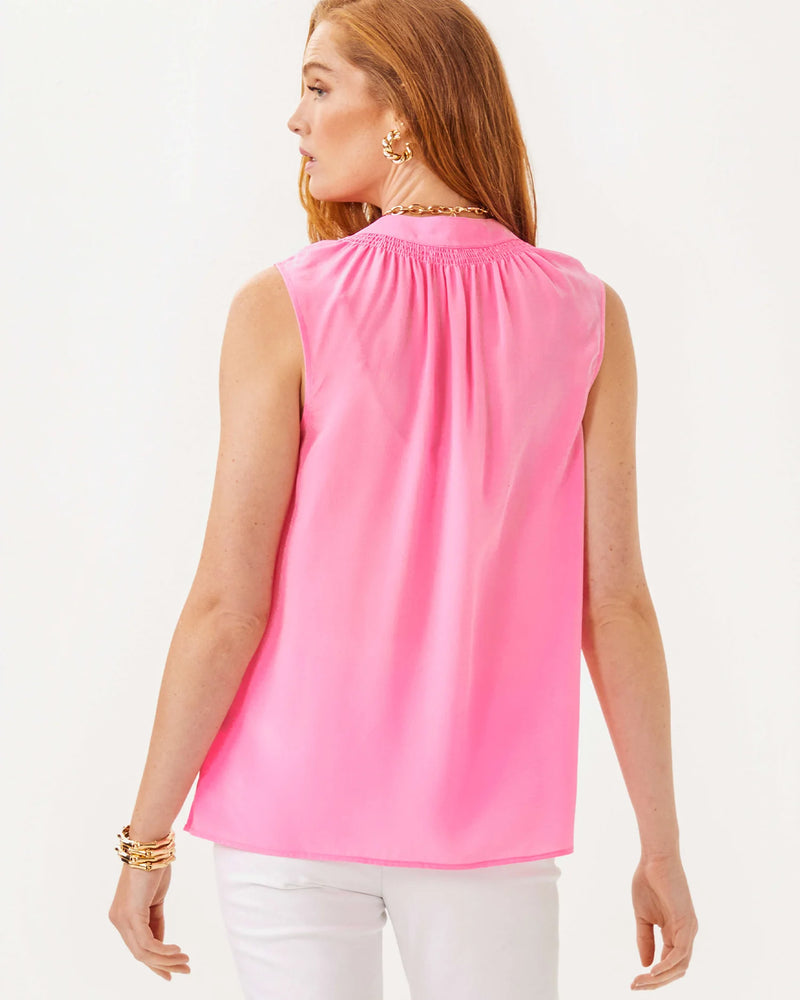 Sleeveless Elsa Silk Top - Rousseau Pink