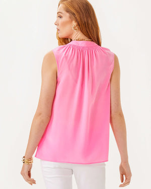 Sleeveless Elsa Silk Top - Rousseau Pink