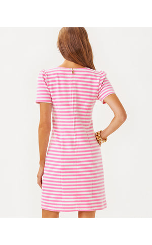 Pemberly Dress - Rousseau Pink Plume Bloom Stripe