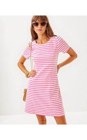 Pemberly Dress - Rousseau Pink Plume Bloom Stripe