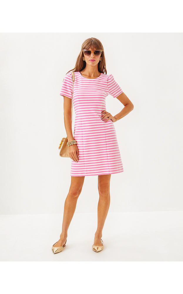 Pemberly Dress - Rousseau Pink Plume Bloom Stripe