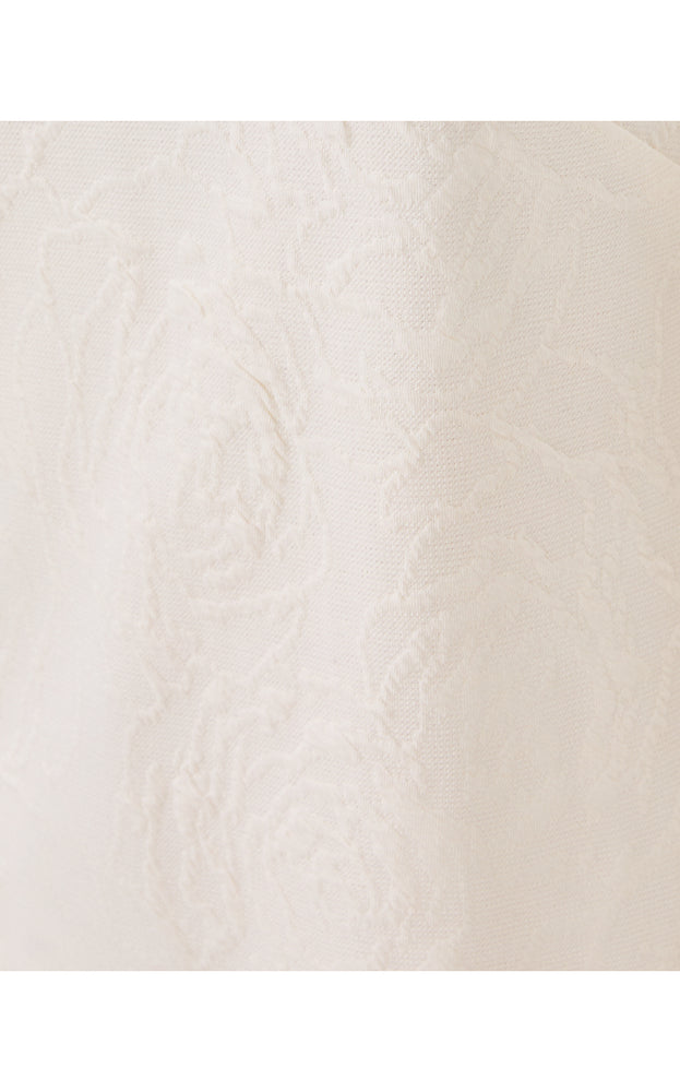Annwyn 3/4 Sleeve Shift Dress - Coconut Rose Knit Pucker Jacquard
