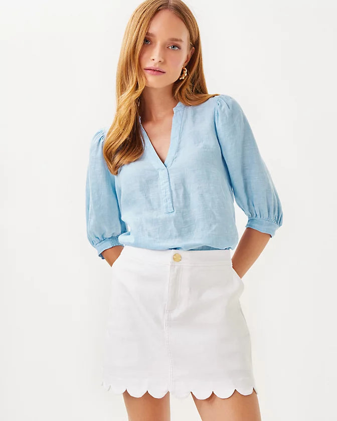 Colette Denim Skort - Resort White