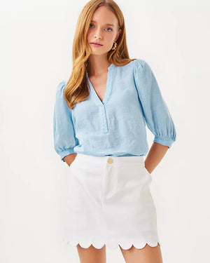 Colette Denim Skort - Resort White