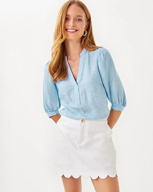 Colette Denim Skort - Resort White