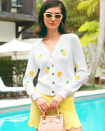 Tippery Cardigan - Resort White - Bee Sweet Embroidery