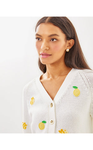 Tippery Cardigan - Resort White - Bee Sweet Embroidery