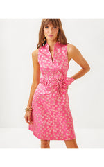 Tazie Dress - Rousseau Pink Ditsy Daisy Metallic Brocade
