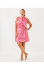 Tazie Dress - Rousseau Pink Ditsy Daisy Metallic Brocade