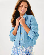 Seaspray Linen Jacket - Blue Peri x Resort White