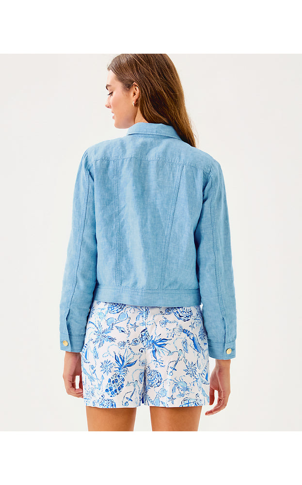 Seaspray Linen Jacket - Blue Peri x Resort White