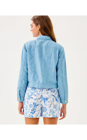 Seaspray Linen Jacket - Blue Peri x Resort White