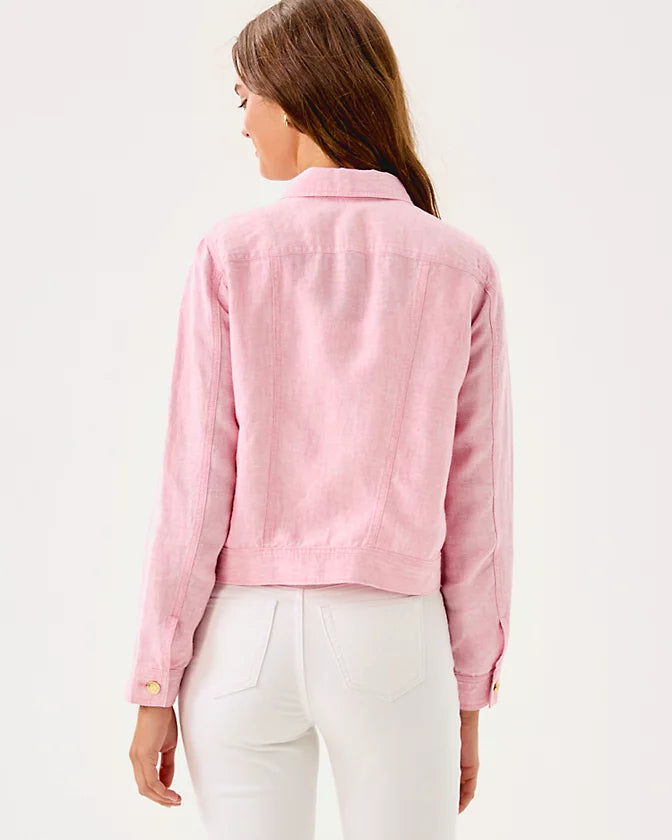 Seaspray Linen Jacket - Conch Shell Pink x Resort White