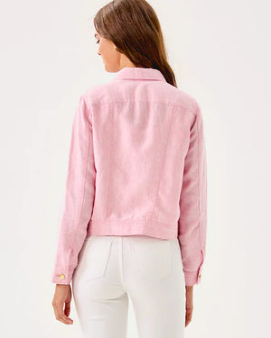 Seaspray Linen Jacket - Conch Shell Pink x Resort White