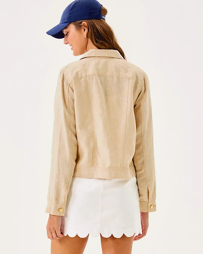 Seaspray Linen Jacket - Wicker Tan x Resort White