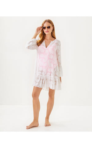 Shenzi Cover-Up - Resort White - Tangerine Dream Poly Clip