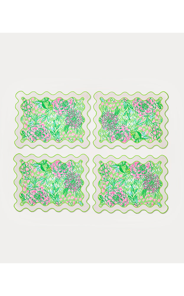 Printed Scalloped Placemat - Fauna Green - Lime Feeling Good Scallop Placemat