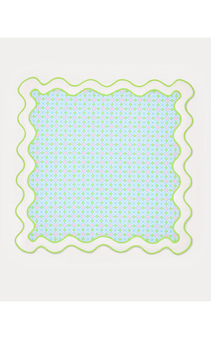 Printed Scallop Dinner Napkin - Jade Lime - Butterfly Pattern Scallop Dinner Napkin