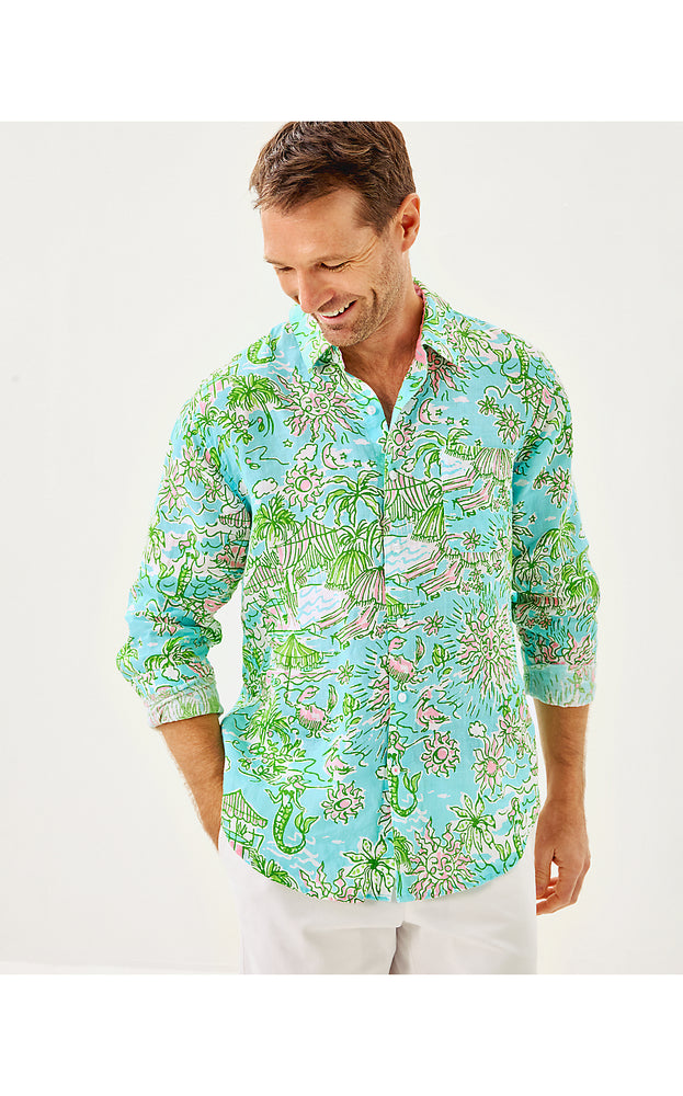 Men's Stuff Addison Shirt - Fresh Water Blue Sunbathers Bliss