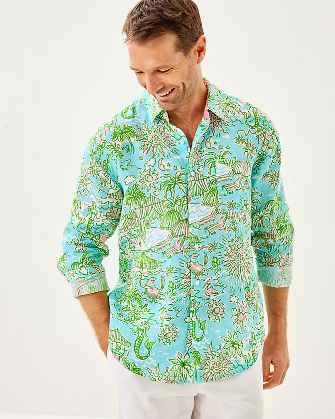 Men's Stuff Addison Shirt - Fresh Water Blue Sunbathers Bliss