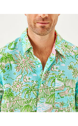 Men's Stuff Addison Shirt - Fresh Water Blue Sunbathers Bliss