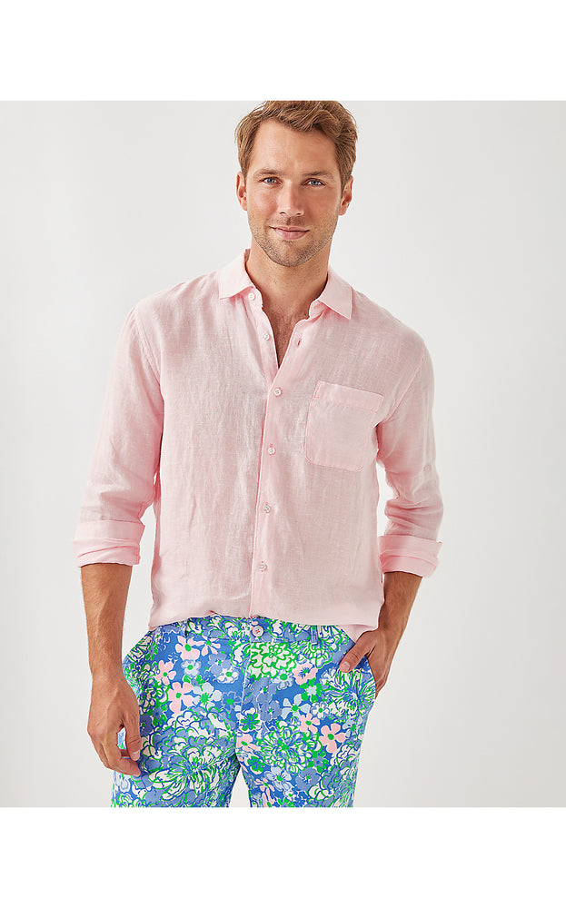 Men's Stuff Addison Shirt - Pink Muse X Resort White