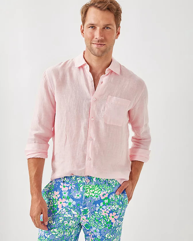 Men's Stuff Addison Shirt- Pink Muse x Resort White