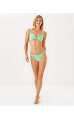 Kaz Bikini Top - Fauna Green - Seersucker Stripe