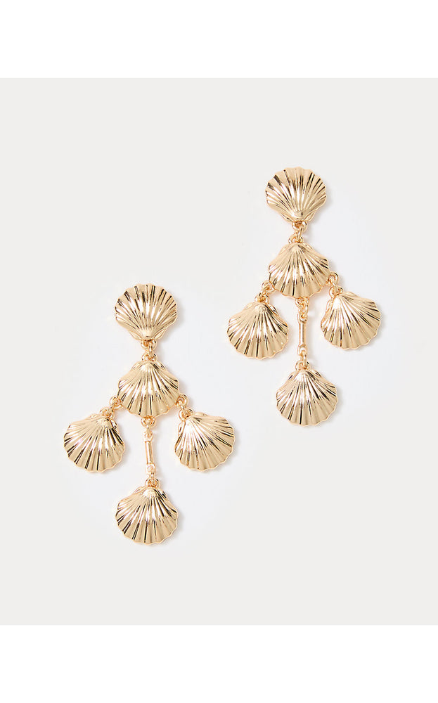 Cool As Shell Chandelier Earrings - Gold Metallic
