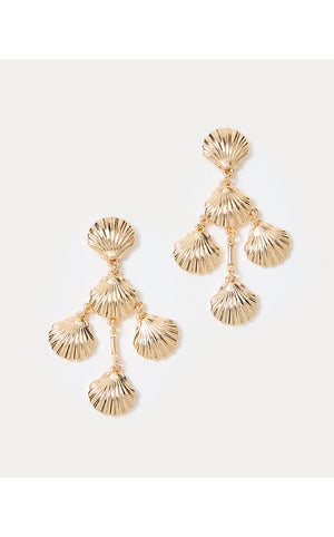 Cool As Shell Chandelier Earrings - Gold Metallic